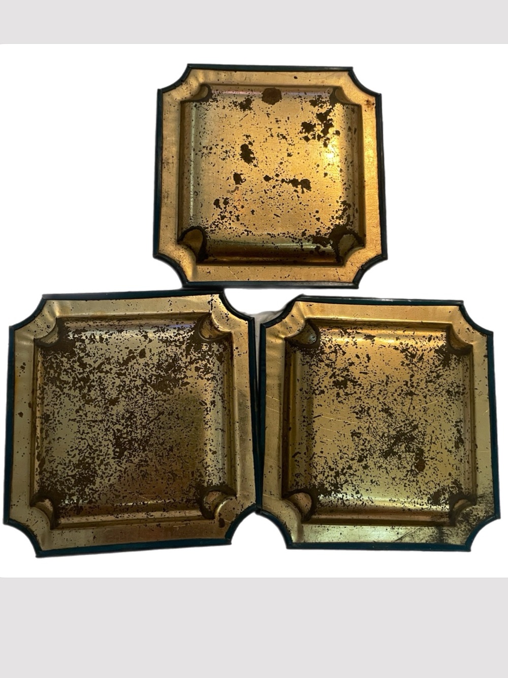 Mid-Century Chinoiserie Tin Lithograph Tip Trays / Coasters - 3pc Set - Picture 2 of 8